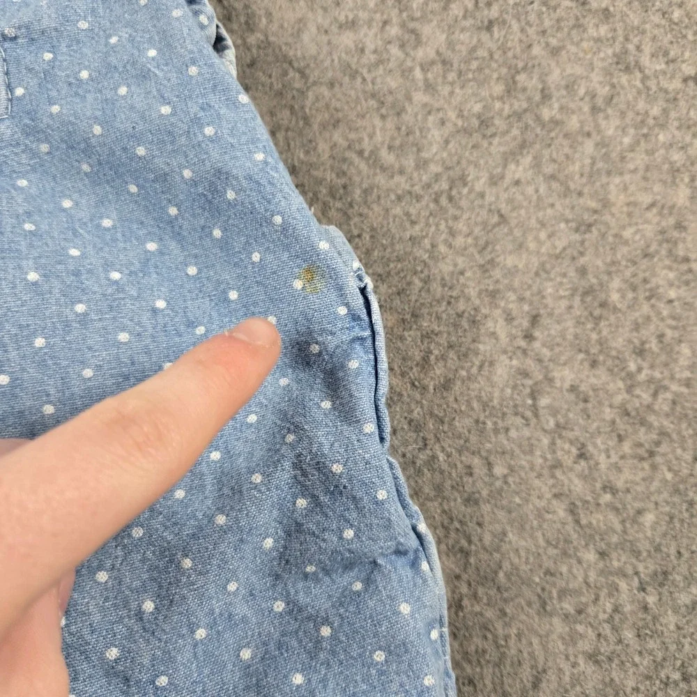 Vintage OshKosh B'gosh Overalls Baby Girls 6M Blue Polka Dot Hickory Stripe 80s